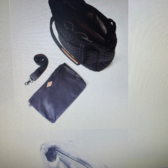 LIKE NEW MZ WALLACE LARGE METRO QUATRO TOTE/ WITH POUCH/ LONG STRAP/ BLACK REC - Picture 8 of 9